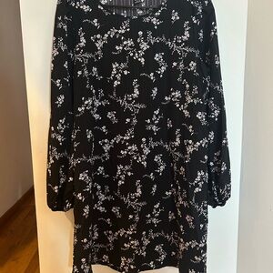Floral Black and White Dress
